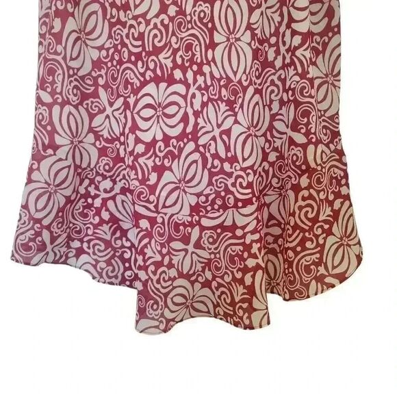 Ann Taylor Women's Red & White Floral Poly Georgette Lined Flowy Skirt - Picture 7 of 9